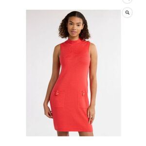 Women's Free Assembly Orange Button Shoulder Sleeveless Sweater Dress -‎ Size XL